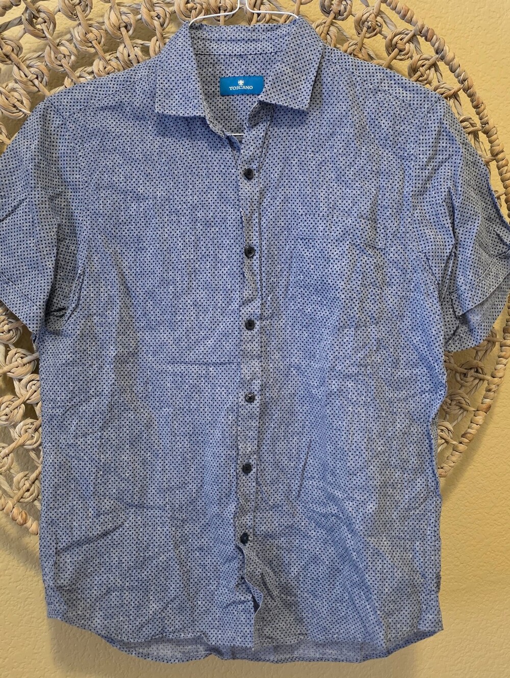 Toscano Patrick Assaraf Linen Blend Short Sleeve Button Down Shirt Size S